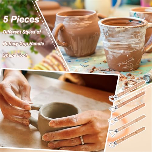 OLYCRAFT 5Pcs Sculpture Scraper Clay Tool for Ceramic Sculpture DIY Craft | 4.6~4.9 Inch Long, Pottery Cup Handle Shape Tool, Modeling Clay Cutters, Sculpture Kit, Clay Modeling Tools, Extruder Tool