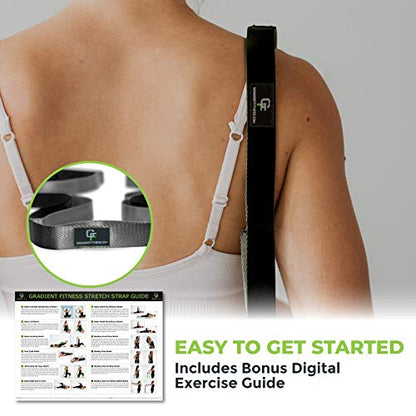 Gradient Fitness Stretching Strap for Physical Therapy, 12 Multi-Loop Stretch Strap 1" W x 8' L, Neoprene Handles, Physical Therapy Equipment, Yoga Straps for Stretching, Leg Stretcher. - color: Black/Grey