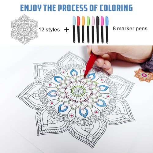 Diamond Art Stained Glass Window Clings, 12 Pcs DIY Mandala Window Stickers | PVC material, 7 inches, diamond DIY pen and markers, craft hobby for women, creative art kit, home decor, adhesive backing