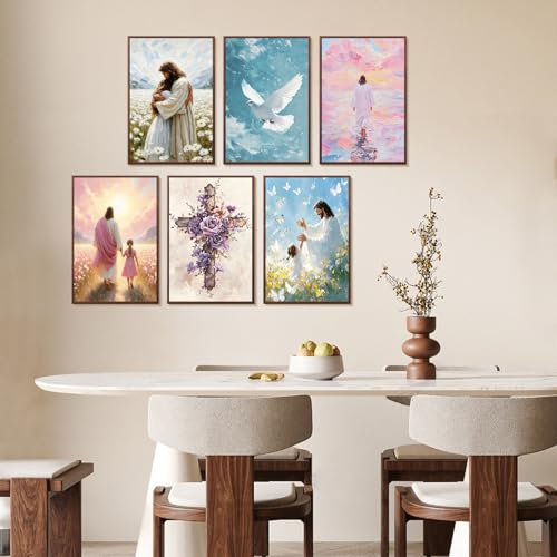 6 Pack Paint by Numbers Kit for Adults Jesus, Without Frame 10x14 Inch | Christian Adult Paint by Number Kits on Canvas, DIY Acrylic Painting by Numbers, Stress Relief Gift, For Home Wall Decor - color: LKOP6P-2