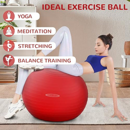 Fitvids Anti-Burst and Slip Resistant Exercise Ball Yoga Ball Fitness Ball Birthing Ball with Quick Pump - color: Red, size: S(15-18in/38-45cm)