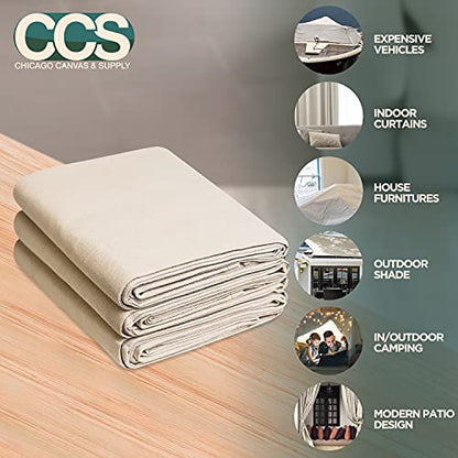 CCS Canvas Drop Cloth for Painting – All Purpose Cotton Duck Cloth Tarp for Curtains, Tablecloths, Backdrops – Washable & Reusable Floor Cover & Dust Sheet for Furniture (12-Pc, 4x12 Ft) - size: 4 by 12 Feet (Set of 12)