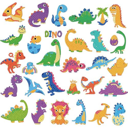 Labeol Diamond Art Kits for Kids Boys and Girls Ages 6-8-10-12 Easy to DIY Creative Diamond Art Sticker Craft by Numbers Kits for Kids and Adult Beginners (New Dinosaurs) - style: New dinosaurs