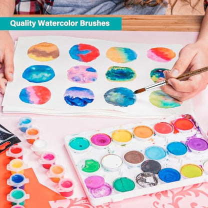 12 Pack Watercolor Brushes Professional Watercolor Painting Brushes Round Paint Brushes Detail Paint Brushes for Acrylics Gouache Oil