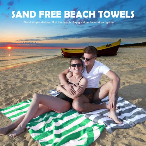 Your Choice Microfiber Beach Towel Sand-Free Quick Dry (67"x35"/60"x30") - color: L-live Green Stripes, size: Large(60x30")
