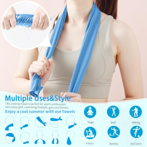 Puomue 5 Pack Cooling Towels, 40 Inches x 12 Inches, Breathable Soft Chilly Microfiber Towel for Yoga, Sport, Running, Workout, Gym, Camping and Fitness, Blue - color: Blue1