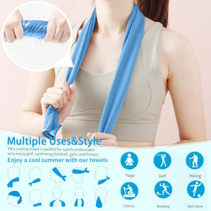Puomue 5 Pack Cooling Towels, 40 Inches x 12 Inches, Breathable Soft Chilly Microfiber Towel for Yoga, Sport, Running, Workout, Gym, Camping and Fitness, Blue - color: Blue1