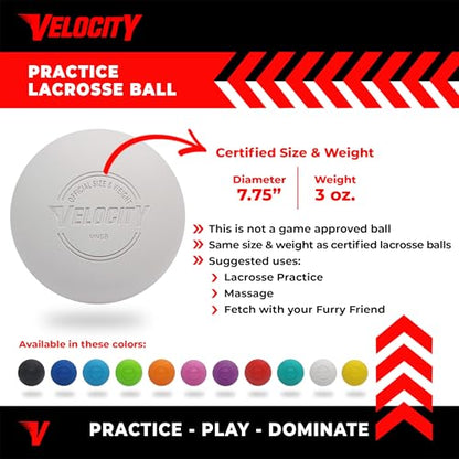 Velocity Lacrosse Balls - 9가지 색상 선택 가능, 1, 2, 3, 6, 18, 60, 120 (케이스) 팩 - color: 화이트., size: 1 Ball, style: 연습용 공
