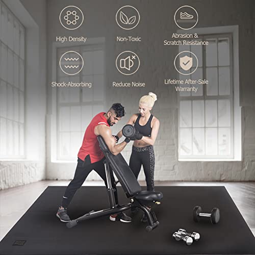 GXMMAT Extra Wide Large Exercise Mat 12'x7'/10'x7/8'x7(7mm) | High-Density Wide Workout Mats for Home Gym & Garage Flooring,Non-Slip Thick Cardio Mat for MMA,Weights,Fitness,Shoe-Friendly - size: 7*8 FT