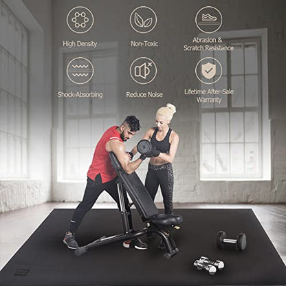 GXMMAT Extra Wide Large Exercise Mat 12'x7'/10'x7/8'x7(7mm) | High-Density Wide Workout Mats for Home Gym & Garage Flooring,Non-Slip Thick Cardio Mat for MMA,Weights,Fitness,Shoe-Friendly - size: 7*8 FT