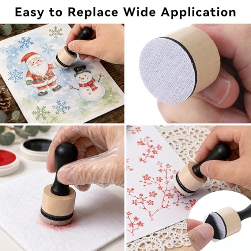 Jeffdad 46 Pcs Mini Ink Blending Tool Set, 2 Mini Round Applicator Tools | 44 Replacement Foam Pads for Scrapbooking Crafting Drawing Painting Art Supplies Ink Tools Alcohol Ink Applicator Tools