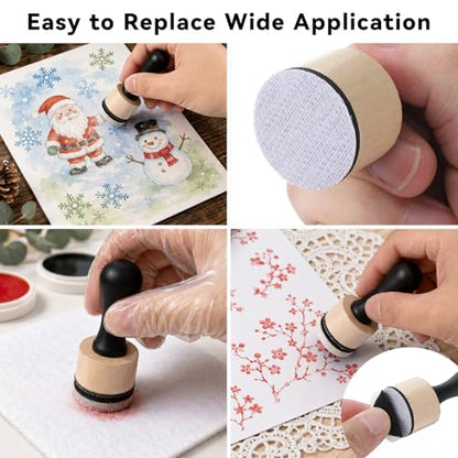 Jeffdad 46 Pcs Mini Ink Blending Tool Set, 2 Mini Round Applicator Tools | 44 Replacement Foam Pads for Scrapbooking Crafting Drawing Painting Art Supplies Ink Tools Alcohol Ink Applicator Tools