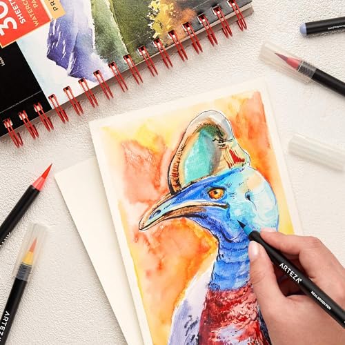 ARTEZA Watercolor Paper, Pack of 3, 30 Sheets Each, 5.5x8.5 Inches Watercolor Pad, 140lb/300gsm, Cold Press, Acid Free Art Paper - color: White
