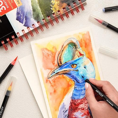ARTEZA Watercolor Paper, Pack of 3, 30 Sheets Each, 5.5x8.5 Inches Watercolor Pad, 140lb/300gsm, Cold Press, Acid Free Art Paper - color: White