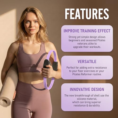 JKSHMYT Pilates Ring Fitness Circle for Women, Pilates Equipment – 14.5" Home Magic Exercise Workout, Better me Pilates Essentials Starter Set for Beginners Toning Shape Full Body