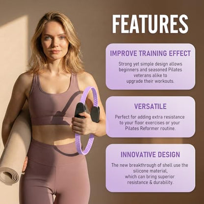 JKSHMYT Pilates Ring Fitness Circle for Women, Pilates Equipment – 14.5" Home Magic Exercise Workout, Better me Pilates Essentials Starter Set for Beginners Toning Shape Full Body