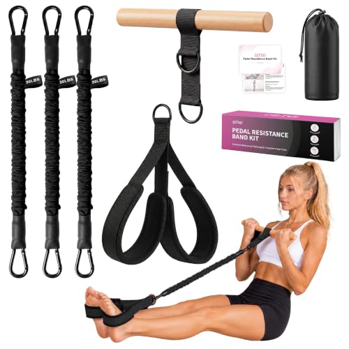 Pedal Resistance Band with Handle, 3 Tubes, 30-90 lb - color: Black