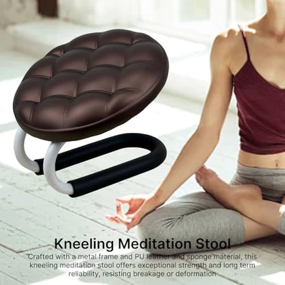 Kneeling Meditation Stool, Prayer Bench Gift Portable Kneeling Bench, Lightweight Meditation Bench Seat for Studio, Praying, Brown - color: Brown（round)