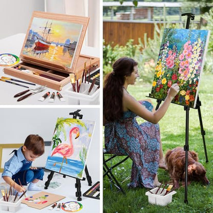 149Pcs Deluxe Artist Painting Set with Aluminum and Beech Wood Easel, 48 Colors Acrylic & Oil Paints, 24 Colors Watercolor Paints, Art Paint Supplies for Artists, Beginner & Adults