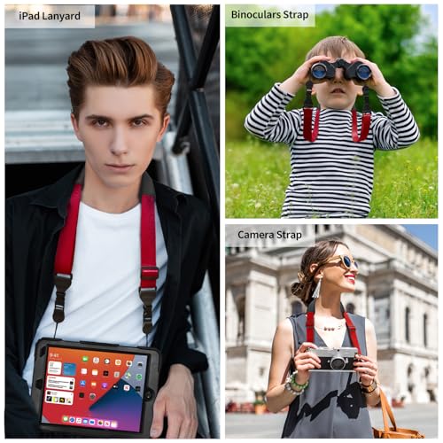 FIEIL Universal Shoulder Strap, Sandwich Mesh Padded Neck Lanyard, Replacement Comfortable Bag Strap for Camera, Cellphone Tablet,iPad, Laptop, Luggage Bag, Binocular(Red) - color: Red