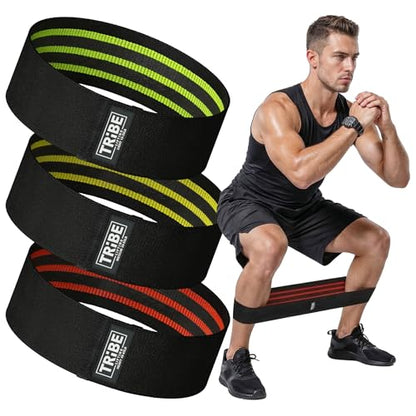 Fabric Resistance Bands for Working Out, 3-Pack for Legs and Glutes - color: Black