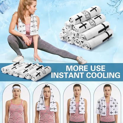 Tegeme 12 Pcs Bible Verses Cooling Towels for Neck and Face 40 x12 Cooling Neck Wraps Christian Ice Towel Breathable Soft Chilly Towel for Yoga Sport Running Gym Workout Party Favors Team Gift