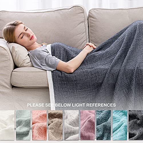 SE SOFTEXLY Muslin Throw Blanket, 4-Layer Dyed Yarn, 50”x60”, Dark Blue - color: 9-dark Blue, size: Throw-50" x 60"
