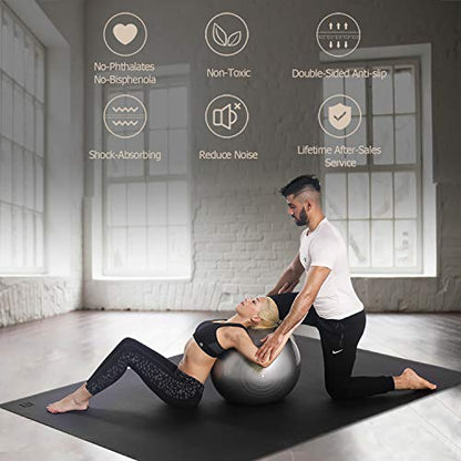 GXMMAT Large Yoga Mat 12'x6'/10'x6'/6'x8'(7mm) - color: Black Real, size: 6*10 FT