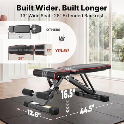 YOLEO Adjustable Weight Bench, ASTM-Certified 827LBS - size: L