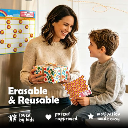 Magnetic Reward Chart for Kids, Customizable Dry Erase Weekly Chore Chart - size: 1 Kid-Stars