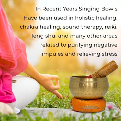 Nature’s Own Buddhist Tibetan Singing Bowl for Meditation, Brass Authentic Sound Bowl Meditation Set for Deep OM Sound, Tibetan Buddhist Prayer Instrument with Wooden Stick (Hammered, 4.5 Inches) - color: Hammered, 4.5 Inch