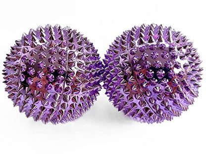 2X Spiky DBT Skill Balls | 2inch | Magnetic Stress Relief Balls | Spiky Massage Balls for Relaxation, Tension Release, Focus & Mobility (Black) (Purple, 2 inches) - color: Purple, size: 2 inches