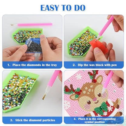 Leixonl Diamond Art Kits for Kids with Framed (7 in) Cartoon Animals DIY Gem Art Painting - Arts & Crafts Gifts for Beginners & Teens (1p-6 in Deer) - color: Deer