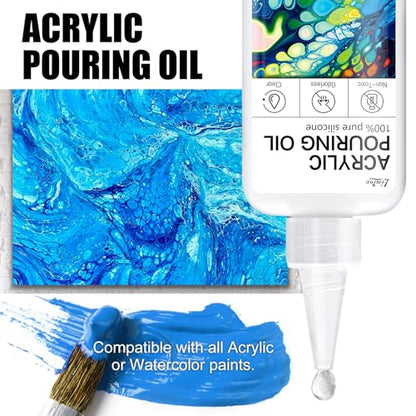 Limino Silicone Pouring Oil - 7oz, Pure, Non-Toxic, Odorless, Compatible with Acrylic or Watercolour, Cell Creation Activator