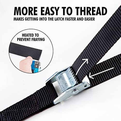 Cartman 1 in x 12 ft Lashing Straps, 32 Pack, 600 lb Break Strength, Black - color: Black, size: 16 PK (Pack of 2)
