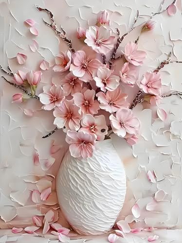 Shouruihua Diamond Painting Kits, Pink Cherry Blossoms Diamond Art Kits | Flower Gem Art, Diamond Dotz Kits, Floral Diamond Dots, Full Round Drill Diamond Painting Kits for Adults, 11.8x15.7in - color: Pink Cherry Blossoms