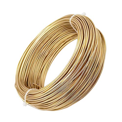 INSPIRELLE 15 Gauge KC Gold Aluminum Craft Wire Bendable Metal Wire | 164 Feet for Jewelry Craft Making - color: KC Gold, size: 15 Gauge (1.5mm)