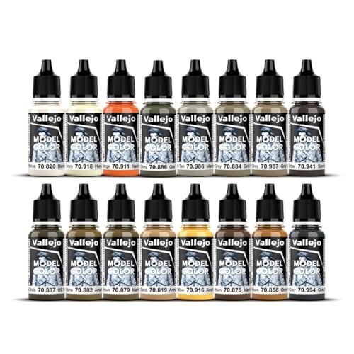 Vallejo - Model Color Effects Earth Tones Set | Modeling Acrylic Paints | 16 Bottles x 18 ml (0.60 fl.oz.) - style: Earth Tones