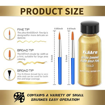 Liquid Leaf Paint - Alcohol-Based Metallic Paint, Quick-Drying for Crafts, DIY, and Resin Projects,Can be used with spray guns - Gold 1 Fl Oz - color: Gold, size: 1 Fl Oz (Pack of 1)
