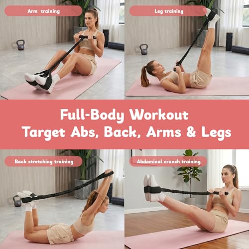 Pedal Resistance Band with Handle, Upgrade Thickened Steel Pipe, Full Body Workout,for Postpartum Use, Posture Improvement,Pilates, Portable for Home Travel Training