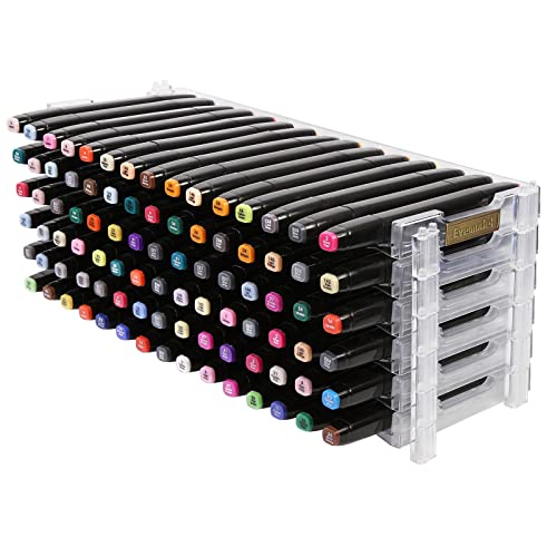 Universal 6 Layers Tray Universal Marker Storage Rack, Penholder Display for 90 Pens SN01 Pencil Organizer Holder for Desk (Clear-6 layers) - color: Clear-6 layers