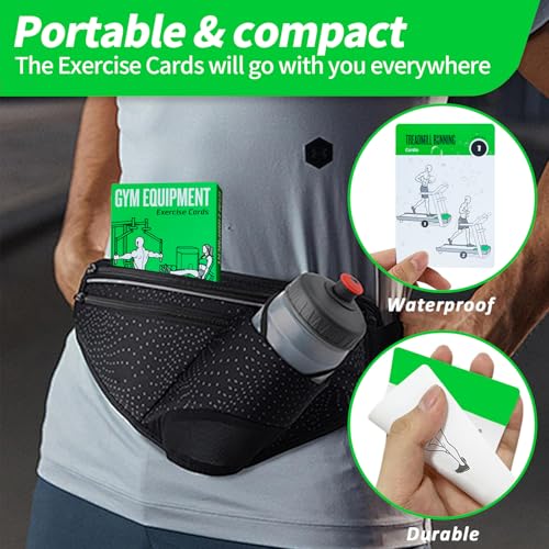 Gym Equipment Workout Cards, 62 Exercises Cards Deck Large Size 5" x 3.5" Fitness Cards for Women & Men, Beginner Fitness Guide to Training Exercises at Home or Gym - style: Equipment