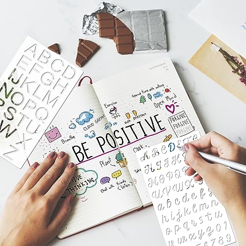 20 Pieces Letter Stencils Reusable Letter Stencils for Painting on Wood, Plastic Alphabet Numbers Stencils, Letter Stencil Template for Notebook, Journal, Scrapbook Decorations (20 Letter) - style: 20 Letter