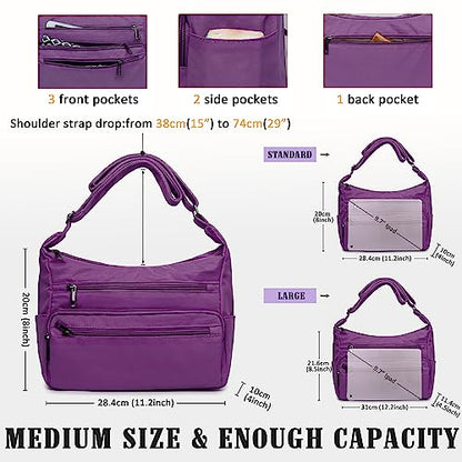 VOLGANIK ROCK RFID Purses for Women Fabric Nylon Multi Pocket Crossbody Bag Ladies Travel Handbag - color: Purple2, size: Large