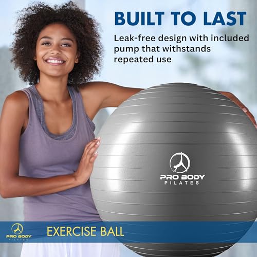 ProBody Pilates Yoga Ball - Gym Grade Exercise Ball - color: Silver, size: M: 19-22 inches/48-55 cm