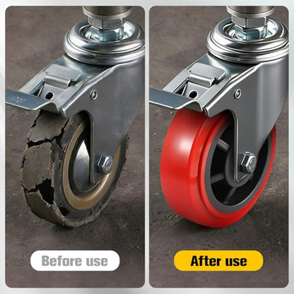 5 Inch Wheels,Heavy Duty Replacement Wheels,Casters Set of 4 Load 3200 Lbs | Polyurethane Surface TPE Casters,Dual Ball Bearings,Heavy Duty Wheels Replace,for Replace Flatbed Cart & Trolleys Wheels - size: 5 INCH