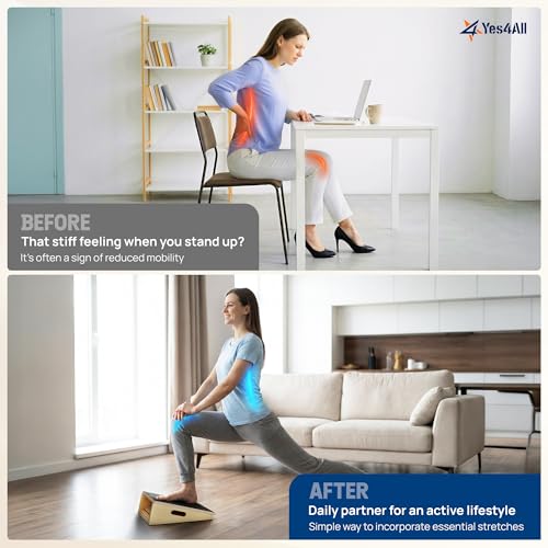 Yes4All Professional Incline Board, Slant Board Calf Stretching, Squat Wedge and Anti-Slip Surface, Portable Side Handle - color: B. 5 Angles - Full Coverage