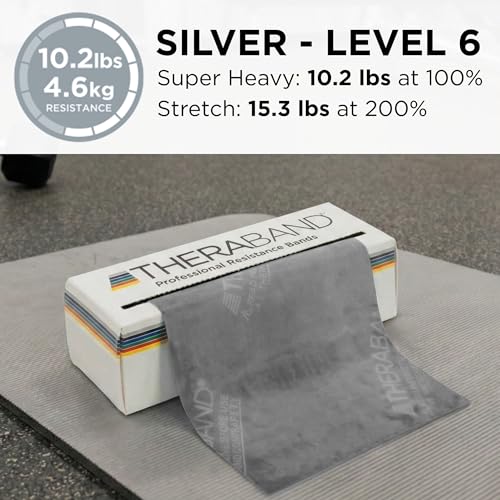 THERABAND Resistance Band, Exercise, Physical Therapy, Workout, Silver - color: Silver - Super Heavy
