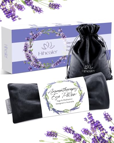 Hihealer Lavender Eye Pillow for Relaxation, Yoga, Sleep, Weighted Eye Mask | Aromatherapy Eye Mask for Sleeping Meditation, Microwave Heat Compress for Headache Sinus, Spa Gifts for Women,Wellness Gifts - color: Midnight Black