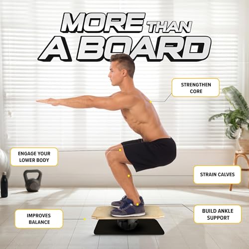 Yes4All 350LBS Professional Wooden Balance Board for Leg Workout, Anti-Slip Rocker Board, Wobble Board for Standing Desk - color: A0. Adjustable Height
